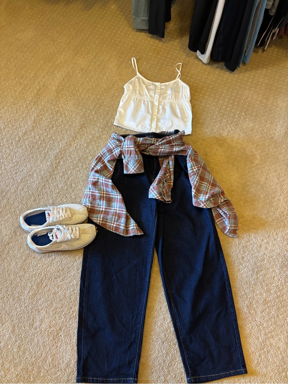 Brandy Melville White Button Front Cami Tank Top Smocked Crop Y2K One Size